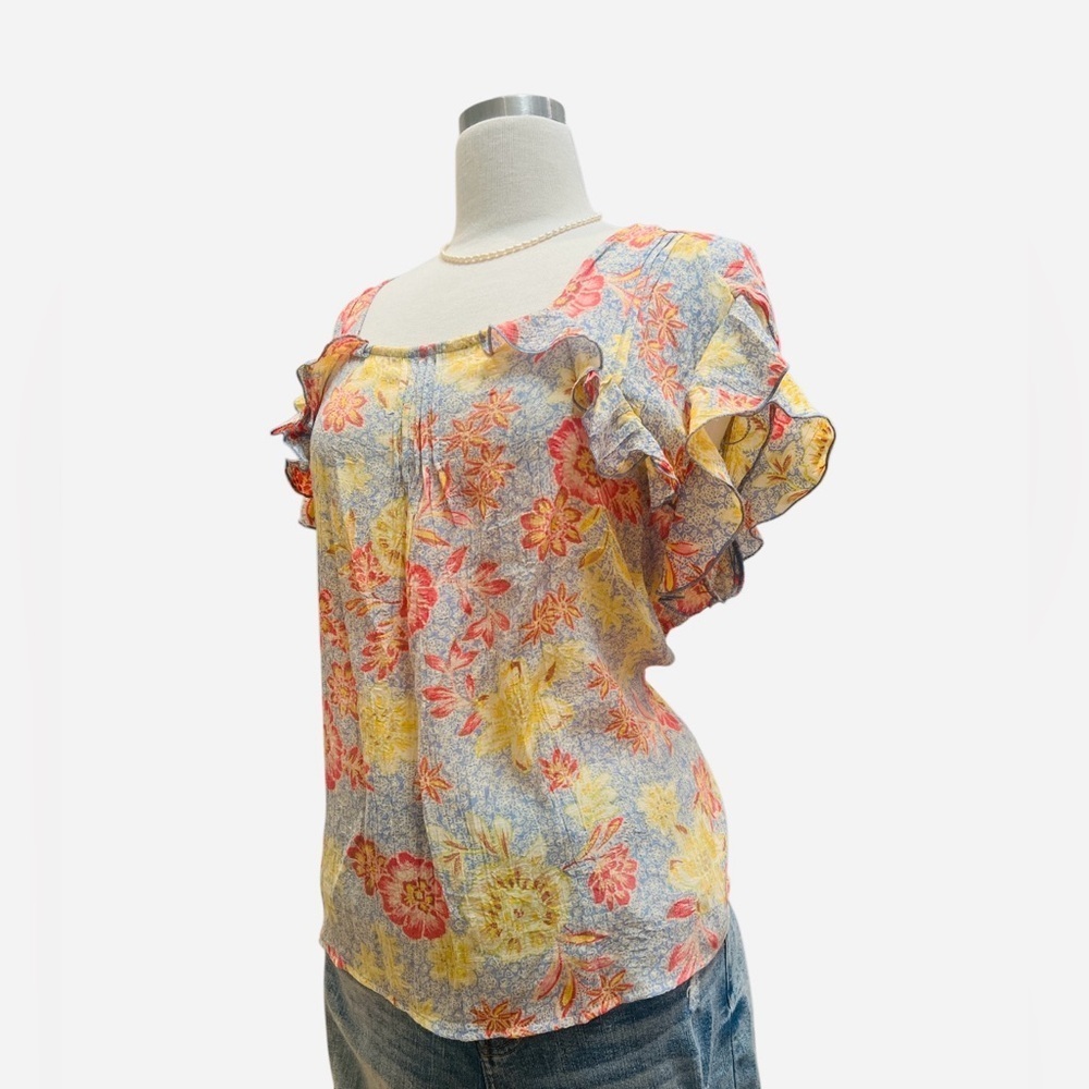 Zac & Rachel Women Floral Ruffle Blouse - Red and Yellow